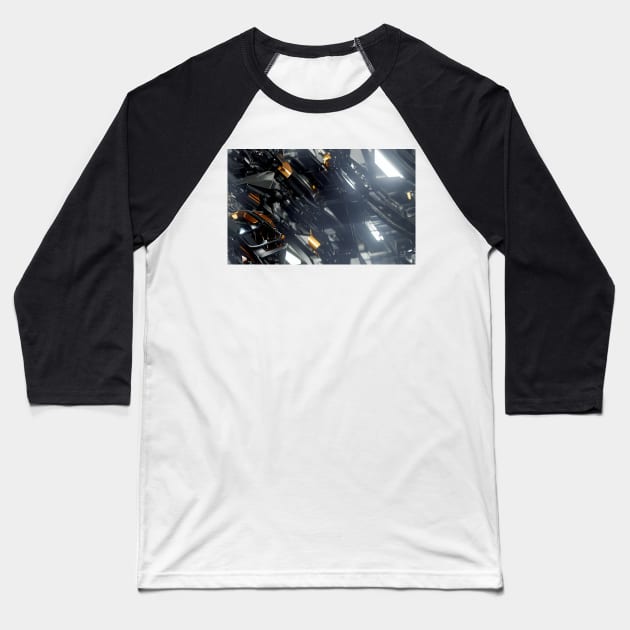 Seamless Futuristic Mech II Baseball T-Shirt by newdreamsss